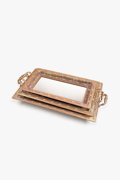Charlotte Rust Effect Mirror Tray Set (Set of 3 Trays)