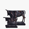 ANTIQUE BRONZE COW DUO SCULPTURE