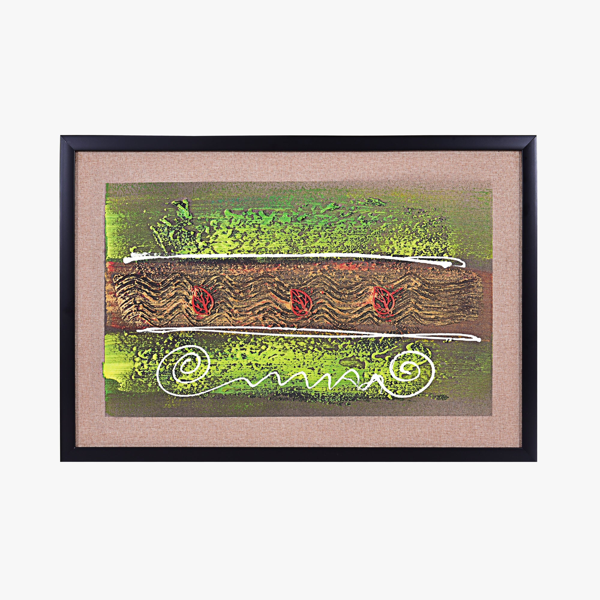 ABSTRACT GREEN MEADOW FRAMED ART