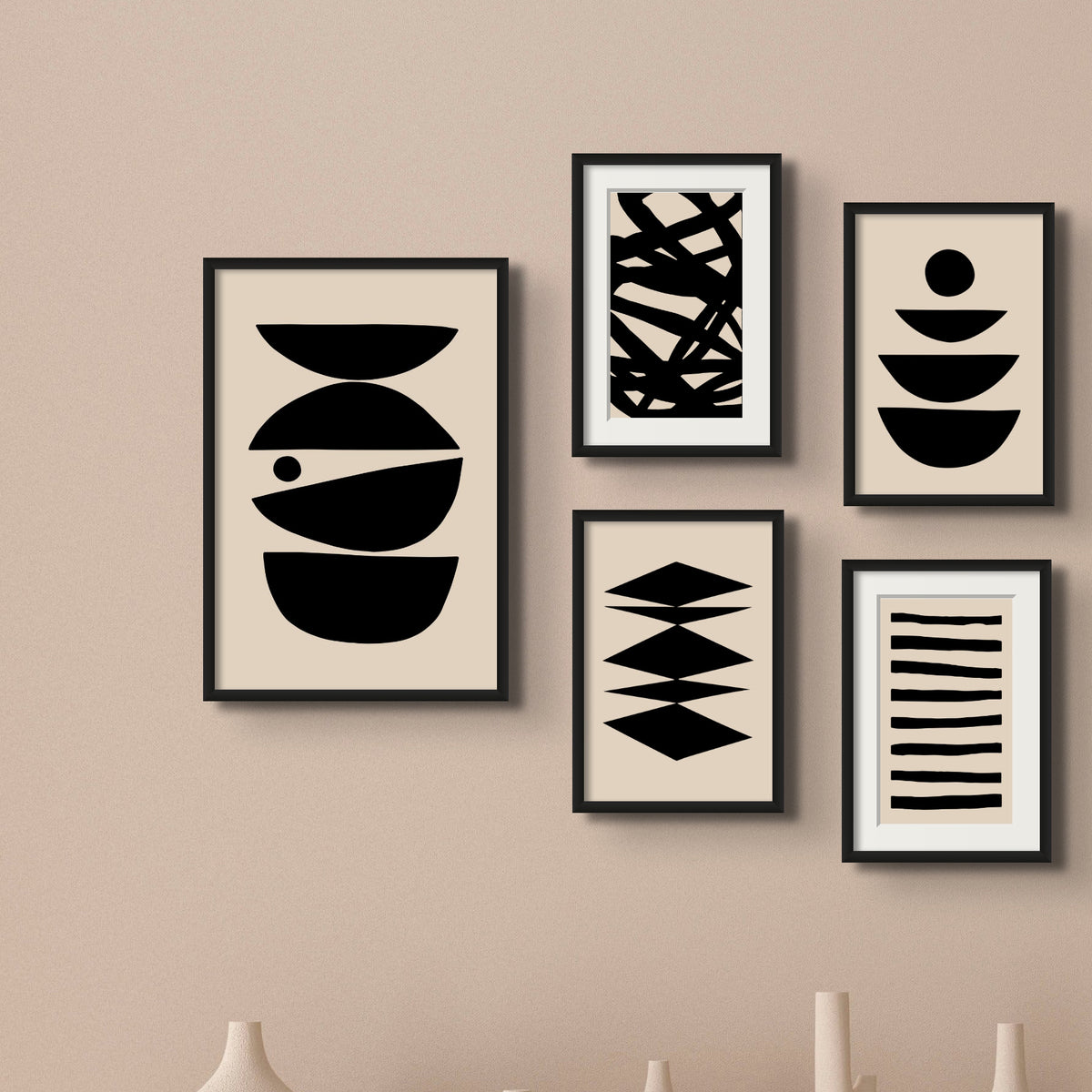Black Abstract Aesthetic Wall Gallery Set