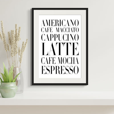 Coffee Variants Typography Art
