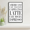 Coffee Variants Typography Art